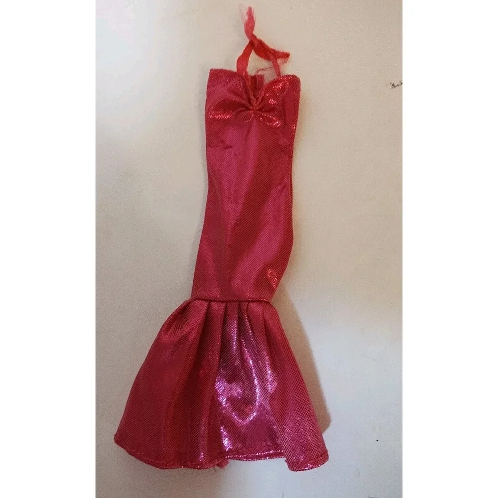8 Pc Barbie Doll Clothes Lot Halter Dress Top Mermaid Baseball Metallic Lollipop